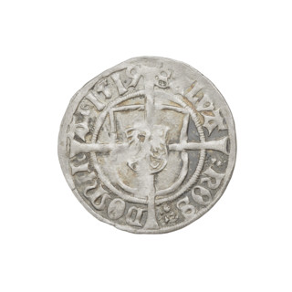 Teutonic groschen, Albrecht Hohenzollern (prince in Prussia; Grand Master; 1490–1568). Obverse:
