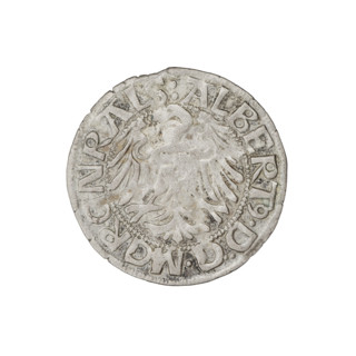 Teutonic groschen, Albrecht Hohenzollern (prince in Prussia; Grand Master; 1490–1568). Obverse: