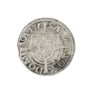 Teutonic groschen, Albrecht Hohenzollern (prince in Prussia; Grand Master; 1490–1568). Obverse: