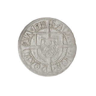 Teutonic groschen, Albrecht Hohenzollern (prince in Prussia; Grand Master; 1490–1568). Obverse: