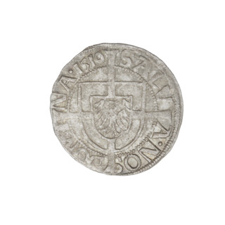 Teutonic groschen, Albrecht Hohenzollern (prince in Prussia; Grand Master; 1490–1568); obverse: