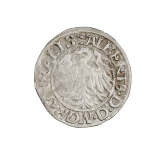 Teutonic groschen, Albrecht Hohenzollern (prince in Prussia; Grand Master; 1490–1568). Obverse: