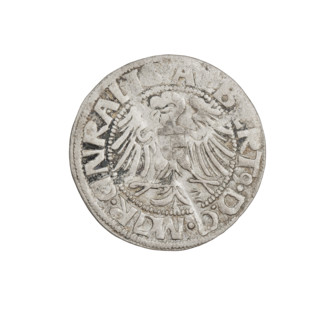 Teutonic groschen, Albrecht Hohenzollern (prince in Prussia; Grand Master; 1490–1568). Obverse: