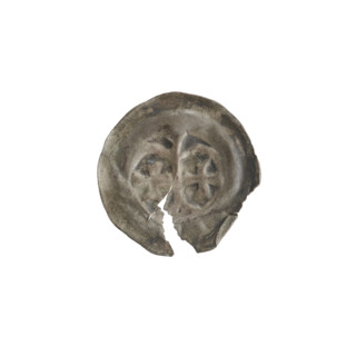 Denarius - bracteate, arcades, Leliwa (coat of arms), columns, crosses, forked column, one-sided