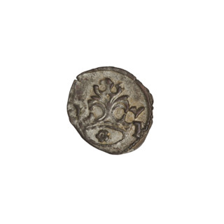 Crown denarius of Sigismund I the Old (King of Poland, reign 1506–1548). Obverse: royal crown with