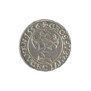 Gdansk grosz, Sigismund II Augustus (King of Poland; 1544–1572), Jagiellon dynasty, Polish coin.