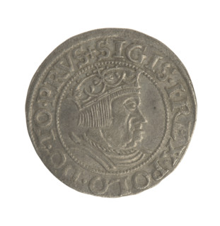 Gdansk grosz, Sigismund I the Old (King of Poland; 1506–1548). Polish coin (Jagiellon dynasty).