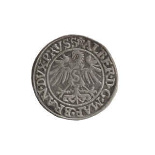 grosz, Decius, Jost Ludwik (fl. 1528–1535); obverse: Prussian eagle, on its chest a crowned letter