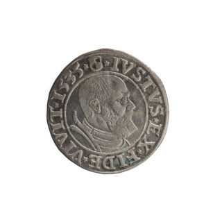 grosz, Decius, Jost Ludwik (fl. 1528-1535); obv: Prussian eagle, on its chest a crowned letter S;