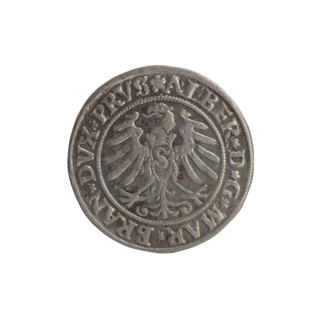 Aw. Prussian eagle on its breast a crowned letter S. Along the rim, between pearly borders, an