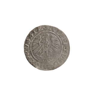 szelag (coin), Obv.: Prussian eagle with crowned letter S on its chest; rim between pearl borders