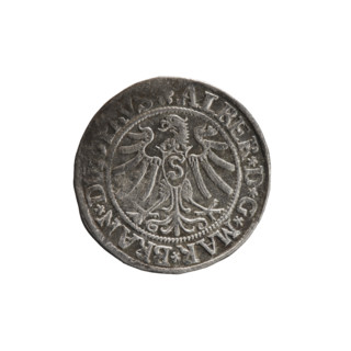 Male busts in armour; Hohenzollern coat of arms; eagles; Prussian eagle with crowned letter S on
