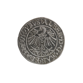 grosz, Decius, Jost Ludwik (fl. 1528-1535); eagles; male busts in armor; Hohenzollern (coat of