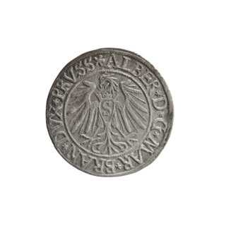 Obverse: Prussian eagle, on its chest a crowned letter S. On the rim between the pearl borders an