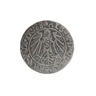 Albrecht Hohenzollern (Prince of Prussia; 1490–1568) — obverse: Prussian eagle with crowned letter