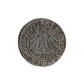 Albrecht Hohenzollern (Prince of Prussia; 1490–1568) — obverse: Prussian eagle, on its chest the