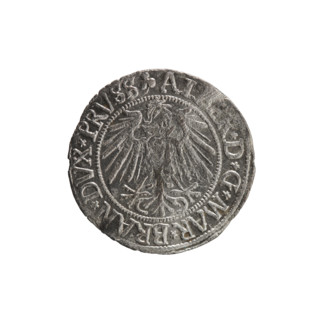 Schilling, Maciej, R0 (rarity), eagles, Hohenzollern (coat of arms), male busts in armor, Albrecht