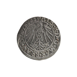 Obv. Prussian eagle, on his chest the crowned letter S. On the rim, between the pearl borders, an