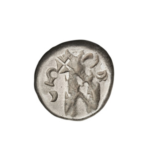 shekel (V–IV century BC), Artaxerxes II (404–358 BC), crowns, bows, daggers, incusum, Persia (place