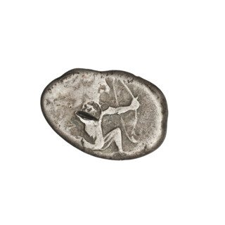 Shekel (404–338 BC). Obverse: King Artaxerxes (Artaxerxes II/III) wearing a crown and long robe,