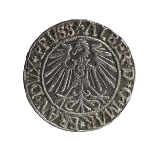 Obverse: Prussian eagle, on its chest the crowned letter S. On the rim, between the pearl borders,