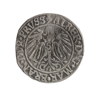 Albrecht Hohenzollern (Prince of Prussia; 1490–1568) — obverse: Prussian eagle with crowned letter