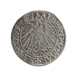 Albrecht Hohenzollern (Prince of Prussia; 1490–1568) — grosz, Schilling, Maciej, R0 (rarity). Ducal