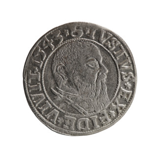 Albrecht Hohenzollern (Prince of Prussia; 1490–1568) — obverse: Prussian eagle, on its chest the
