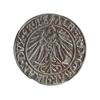 Albrecht Hohenzollern (Prince of Prussia; 1490–1568) — obverse: Prussian eagle with crowned letter