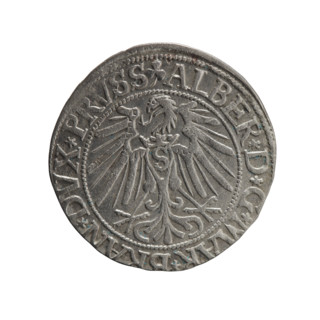 Albrecht Hohenzollern (Prince of Prussia; 1490–1568) — silver grosz (Schilling), R0 (rarity), 1543,