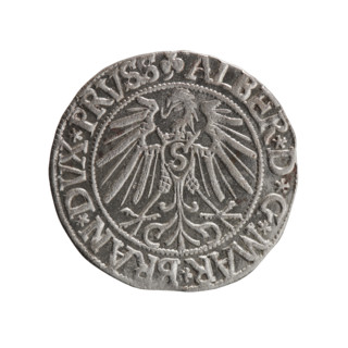 Albrecht Hohenzollern (Prince of Prussia; 1490–1568) — grosz, Schilling, Maciej, R0 (rarity). Ducal