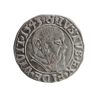 Albrecht Hohenzollern (Prince of Prussia; 1490–1568) — grosz (Schilling) by Maciej, 1543. Ducal