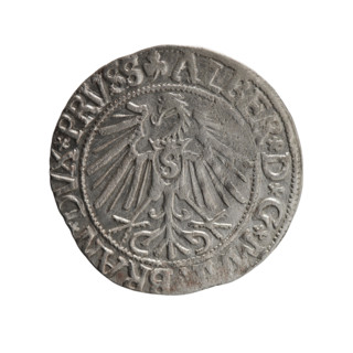 Albrecht Hohenzollern (Prince of Prussia; 1490–1568) — obverse: Prussian eagle; on its chest a