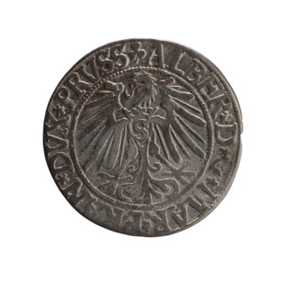 Albrecht Hohenzollern (Prince of Prussia; 1490–1568) — obverse: Prussian eagle with crowned letter