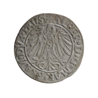 Albrecht Hohenzollern (Prince of Prussia; 1490–1568) — obverse: Prussian eagle with crowned letter