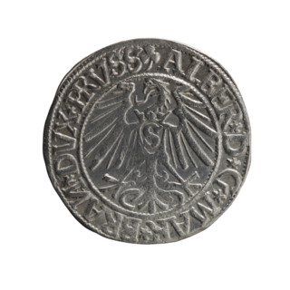 Obverse: Prussian eagle, on its chest the crowned letter S. In the rim, between the pearl-shaped