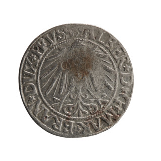 Obverse: Prussian eagle. On the rim, between the pearl borders, an inscription beginning with a