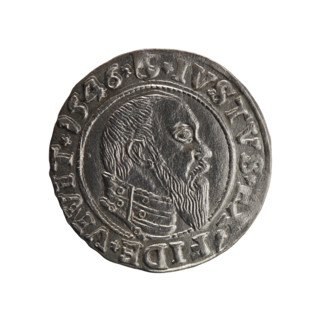Albrecht Hohenzollern (Prince of Prussia; 1490–1568) — grosz (1546). Obverse: Prussian eagle, on