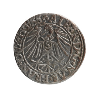 Albrecht Hohenzollern (Prince of Prussia; 1490–1568) — coin, 1546. Obverse: Prussian eagle; on its