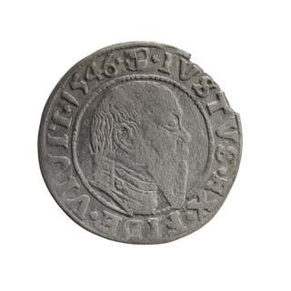 grosz, Schilling, Maciej, Albrecht Hohenzollern (Prince of Prussia; 1490–1568) — iconography: