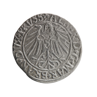 grosz, Schilling, Maciej, Albrecht Hohenzollern (Prince of Prussia; 1490-1568) - iconography,