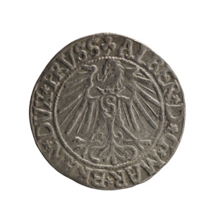 Albrecht Hohenzollern (Prince of Prussia; 1490–1568) — obverse: Prussian eagle, on its chest a