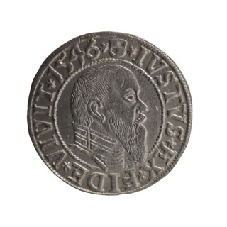 Albrecht Hohenzollern (Prince of Prussia; 1490–1568) — obverse: Prussian eagle with on its chest a