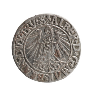 Albrecht Hohenzollern (Prince of Prussia; 1490–1568) — coin, 1546. Obverse: Prussian eagle, on its