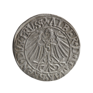 grosz, Schilling, Maciej, Albrecht Hohenzollern (Prince of Prussia; 1490–1568) - iconography,