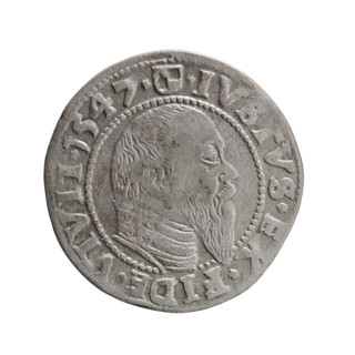 grosz, Schilling, Maciej, Albrecht Hohenzollern (Prince of Prussia; 1490–1568) - iconography,