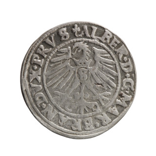 grosz, Schilling, Maciej; Albrecht Hohenzollern (Prince of Prussia; 1490–1568) - iconography: