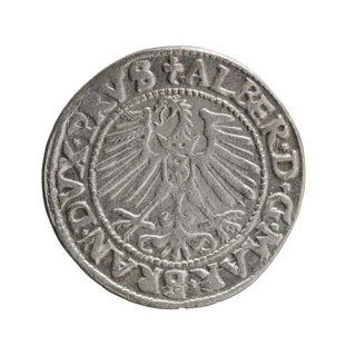 grosz, Schilling, Maciej, Albrecht Hohenzollern (Prince of Prussia; 1490–1568) - iconography,