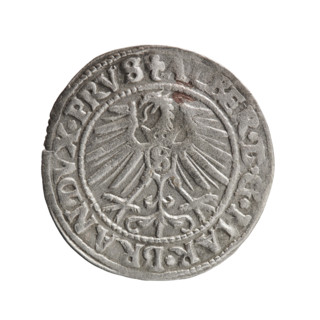 grosz, Schilling, Maciej, Albrecht Hohenzollern (Prince of Prussia; 1490–1568) — iconography: