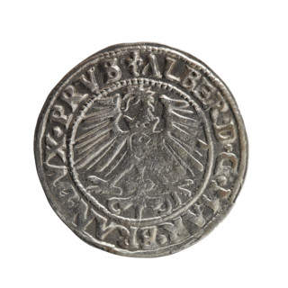 grosz, Schilling, Maciej, Albrecht Hohenzollern (Prince of Prussia; 1490–1568) - iconography,